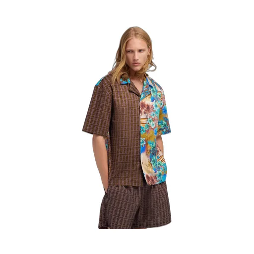 Monogram-Print Panelled Shirt