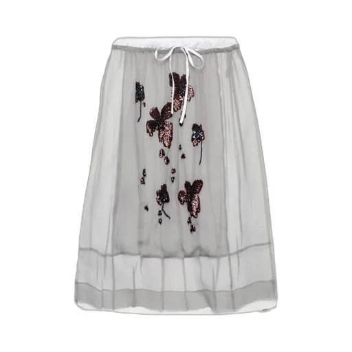 Embroidered Chiffon Midi-Skirt