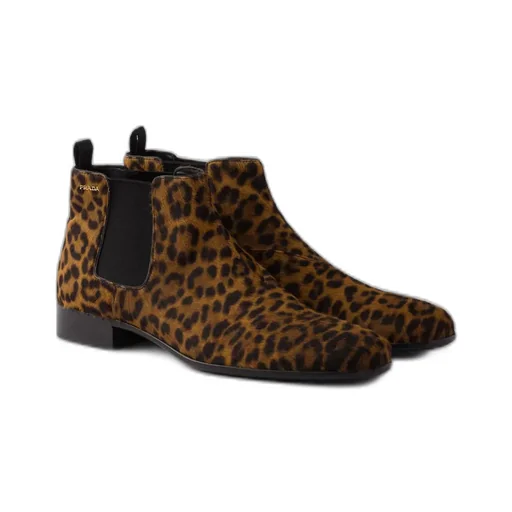 Printed Leather Booties