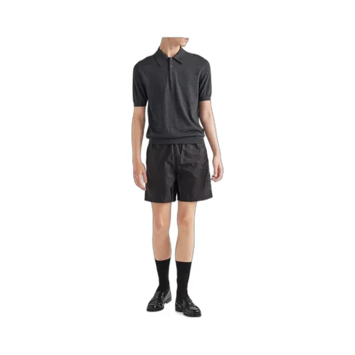 Triangle Logo Plaque Elastic Swim Shorts