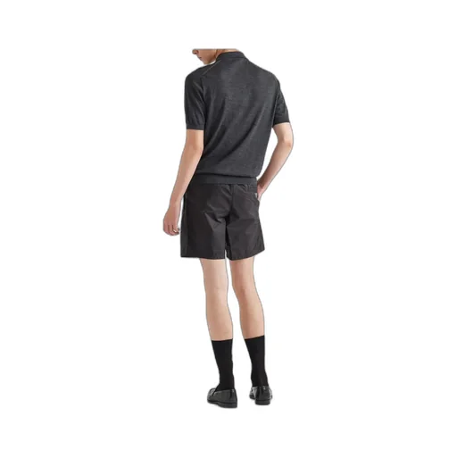 Triangle Logo Plaque Elastic Swim Shorts