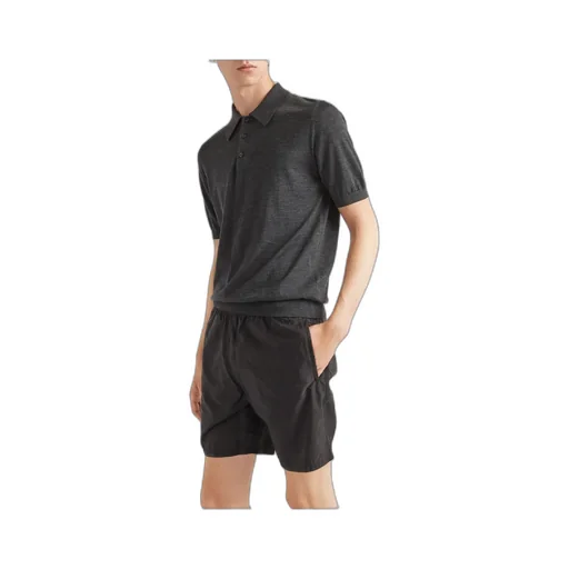 Triangle Logo Plaque Elastic Swim Shorts