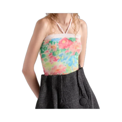 Floral Printed Ribbed Top