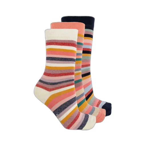 Three Pack Of Cotton Socks With Lurex Thread