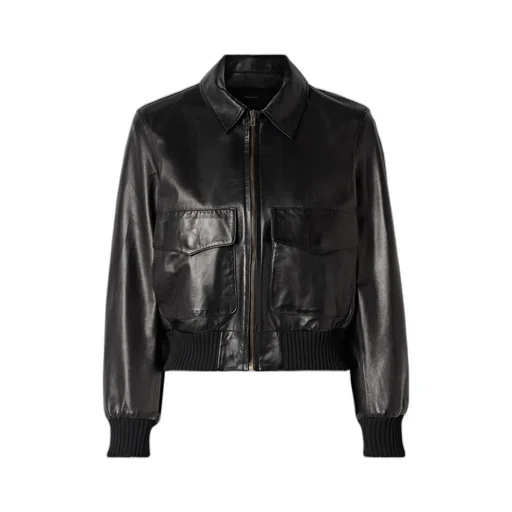 Long-Sleeved Leather Jacket