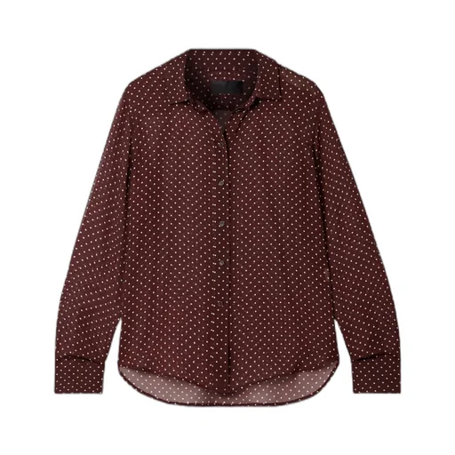 Gaia Polka-Dot Silk Crepe De Chine Shirt