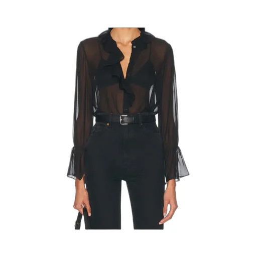 Cecily Ruffled Silk-Chiffon Blouse