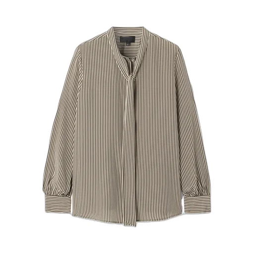 Irina Tie-Neck Striped Silk-Crepe Shirt