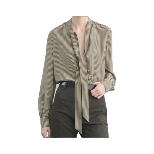 Irina Tie-Neck Striped Silk-Crepe Shirt
