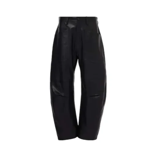 Shon Leather Barrel-Leg Pants