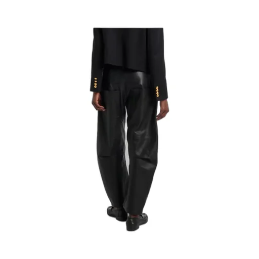 Shon Leather Barrel-Leg Pants
