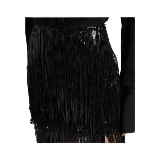 Fringed Sequined Tulle Maxi Skirt