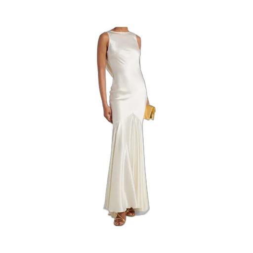 Open-Back Satin Maxi Dress