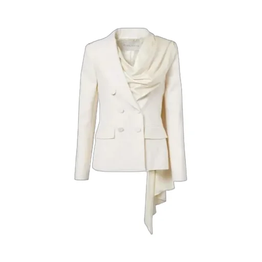 Scarf-Detail Virgin Wool Gabardine Blazer