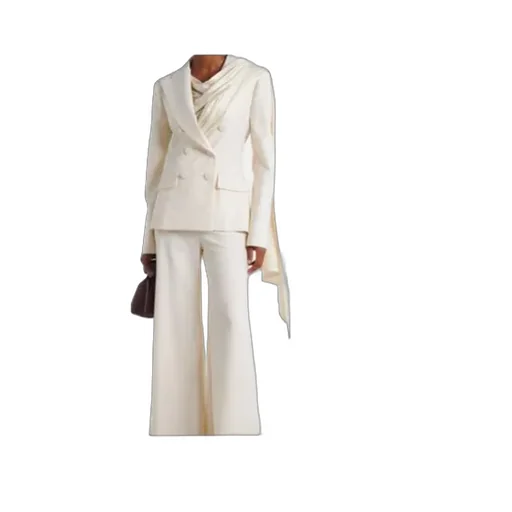 Scarf-Detail Virgin Wool Gabardine Blazer