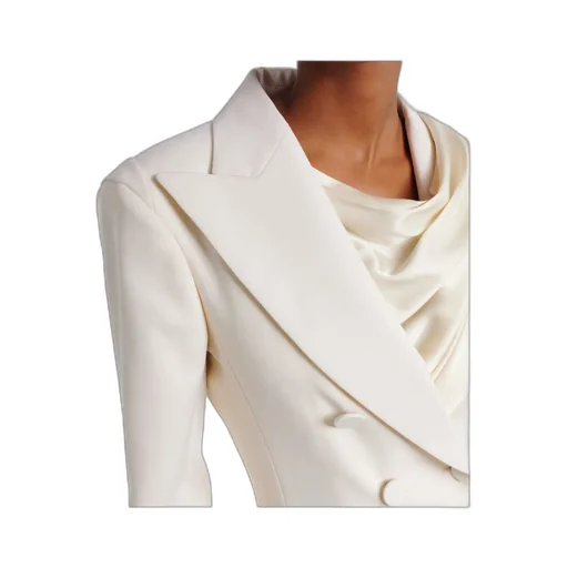 Scarf-Detail Virgin Wool Gabardine Blazer