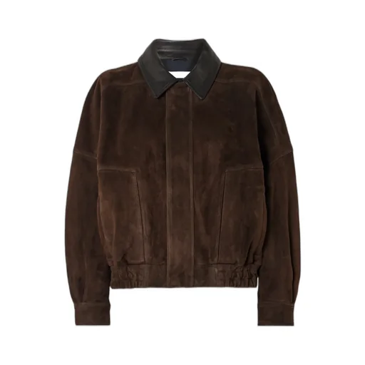 Dalma Leather-Trimmed Suede Bomber Jacket