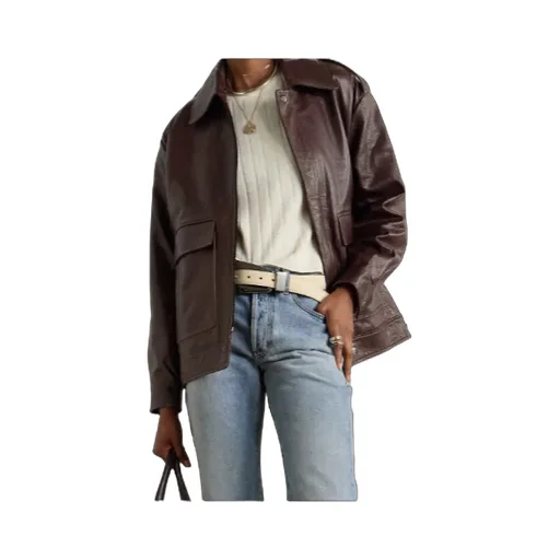 Long-Sleeved Leather Jacket