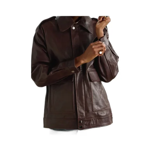 Long-Sleeved Leather Jacket