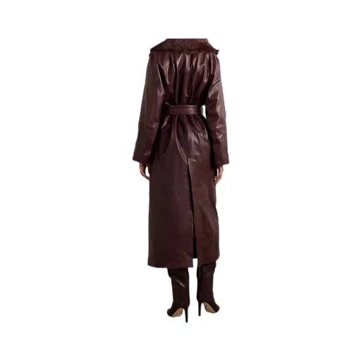 Briona Belted Shearling-Trimmed Leather Coat