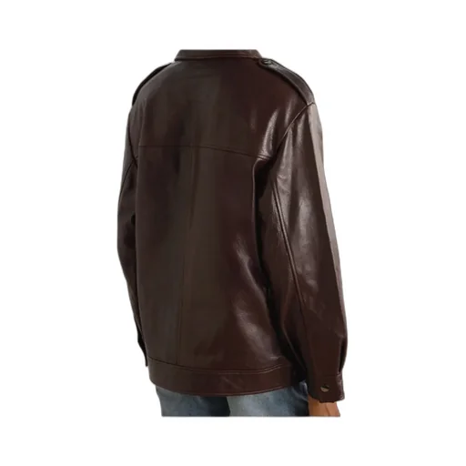 Long-Sleeved Leather Jacket