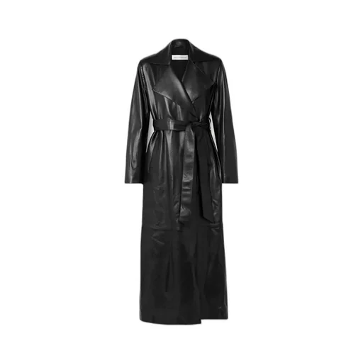 Kasha Belted Leather Trench Coat