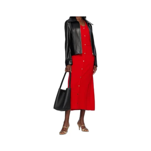 Zippered Long-Sleeved Leather Jacket