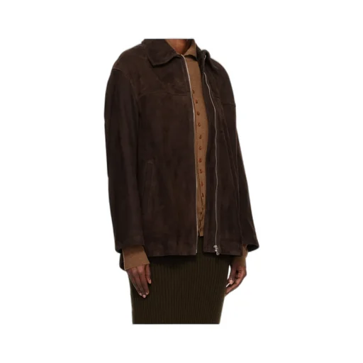 Long-Sleeved Suede Jacket