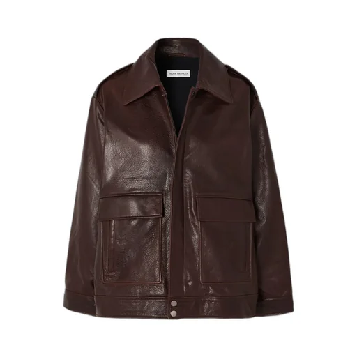 Long-Sleeved Leather Jacket