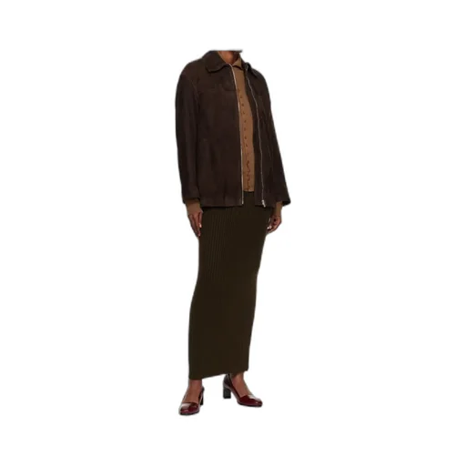 Long-Sleeved Suede Jacket
