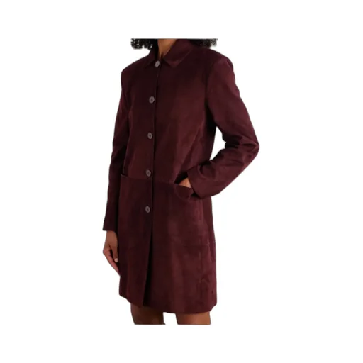 Long-Sleeved Leather Coat