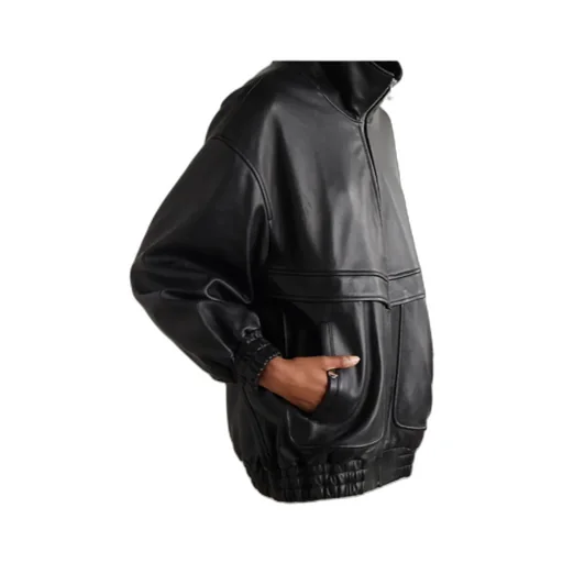 Long-Sleeved Leather Jacket