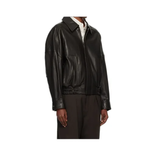 Long-Sleeved Leather Jacket