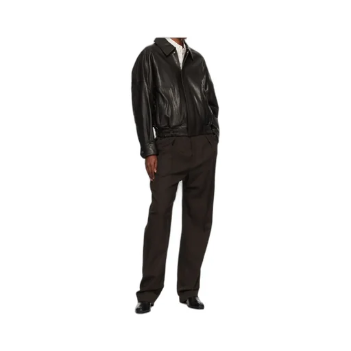 Long-Sleeved Leather Jacket