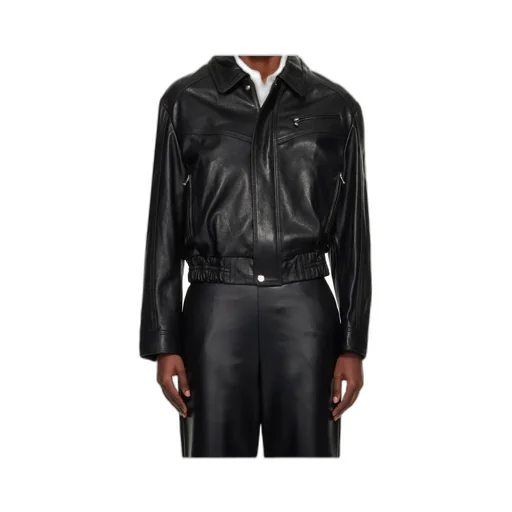 Long-Sleeved Leather Jacket