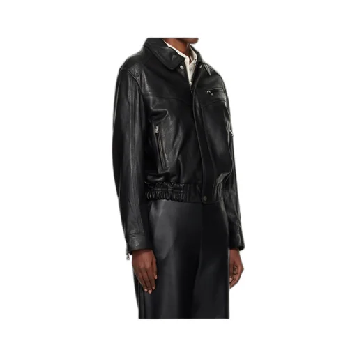 Long-Sleeved Leather Jacket