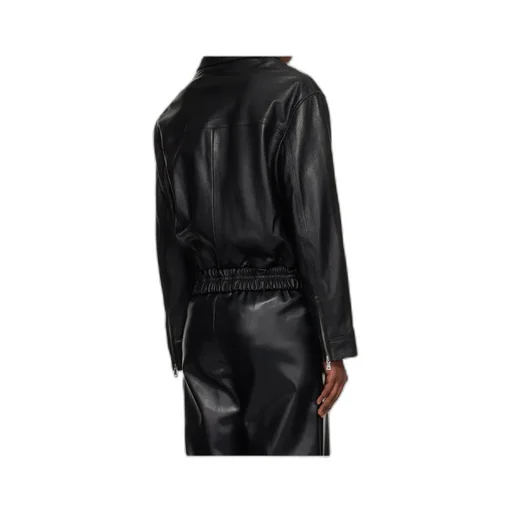 Long-Sleeved Leather Jacket