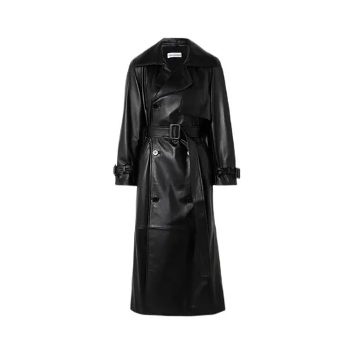 Henri Belted Leather Trench Coat