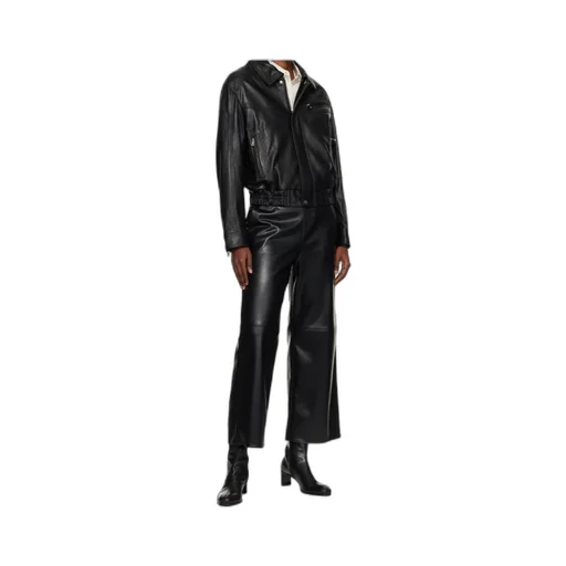 Long-Sleeved Leather Jacket