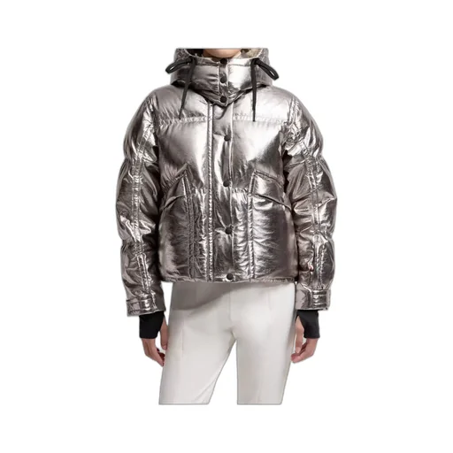 Metallic Hooded Down Ski Jacket