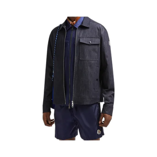Logo Patch Zip-Up Denim Shirt
