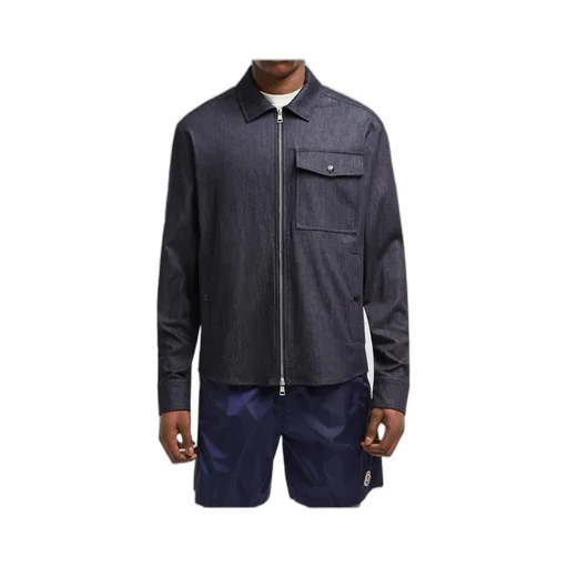 Logo Patch Zip-Up Denim Shirt