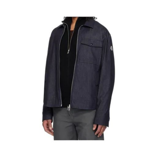 Logo Patch Zip-Up Denim Shirt