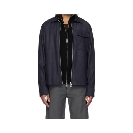 Logo Patch Zip-Up Denim Shirt