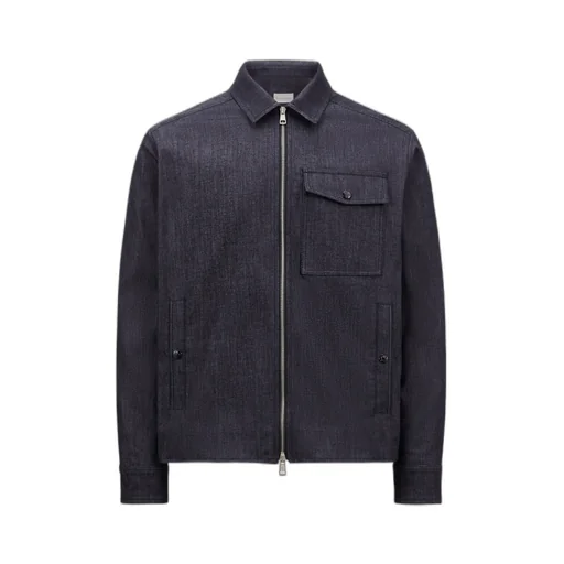 Logo Patch Zip-Up Denim Shirt