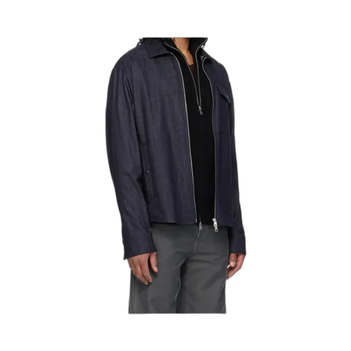 Logo Patch Zip-Up Denim Shirt