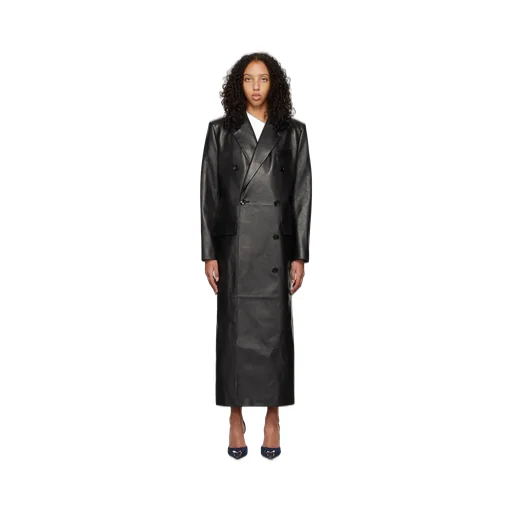 Long Leather Tailored Coat