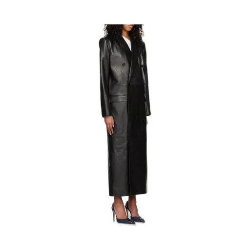 Long Leather Tailored Coat