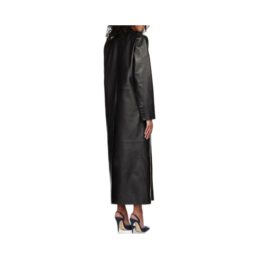 Long Leather Tailored Coat