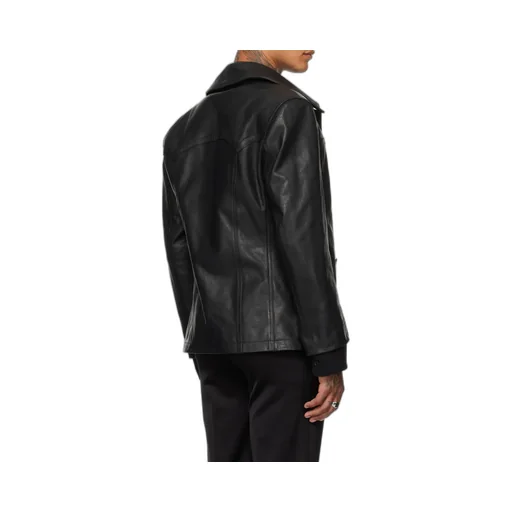 Long-Sleeved Leather Jacket